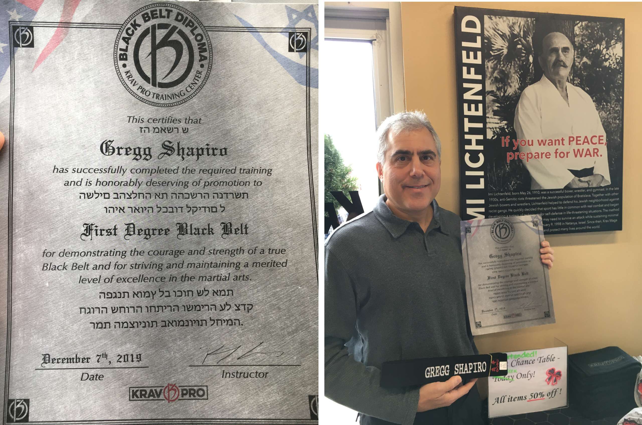 Gregg Shapiro earning his Krav Maga black belt